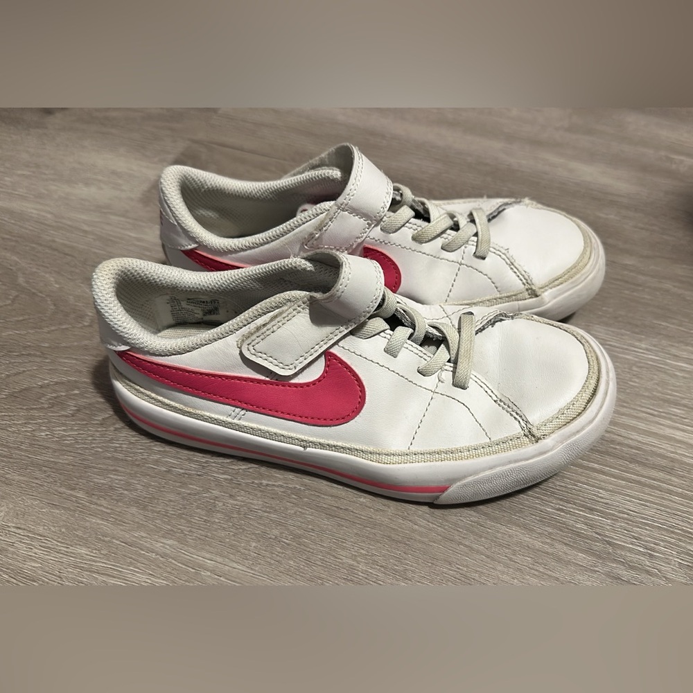 Nike White Sneakers with Pink Swoosh